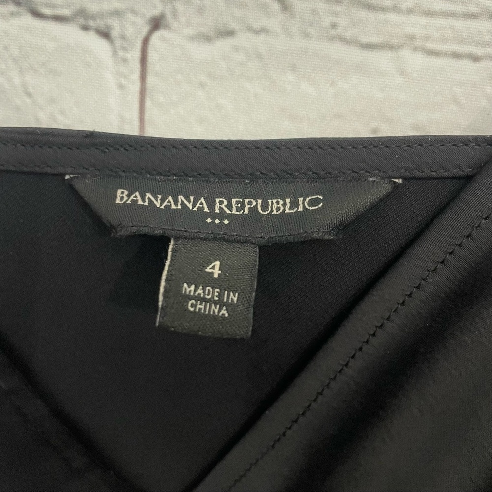 Banana Republic Black Satin Long Fitted Button Down Semi- formal Dress size 4 - Picture 8 of 9